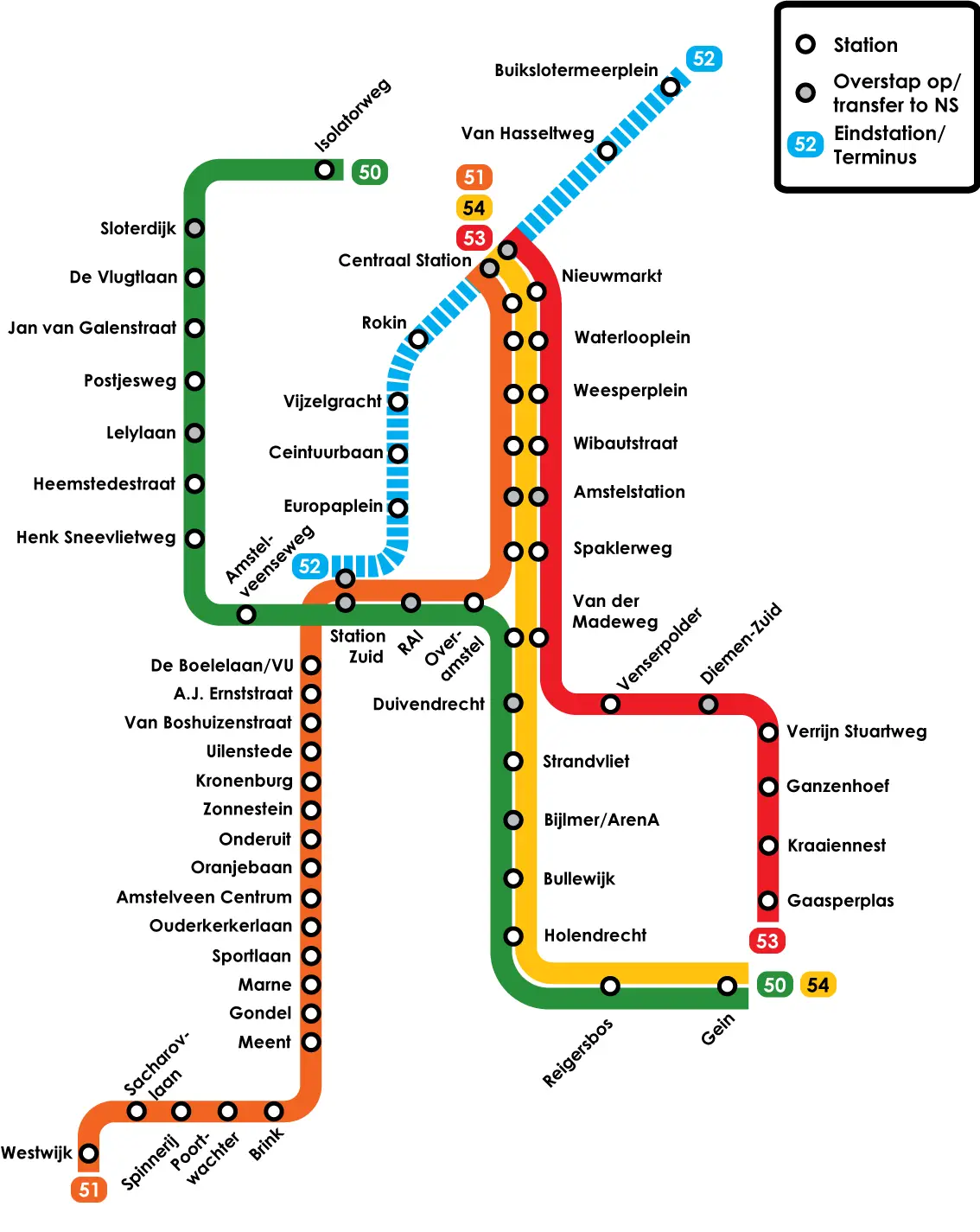 Plan du metro de Amsterdam