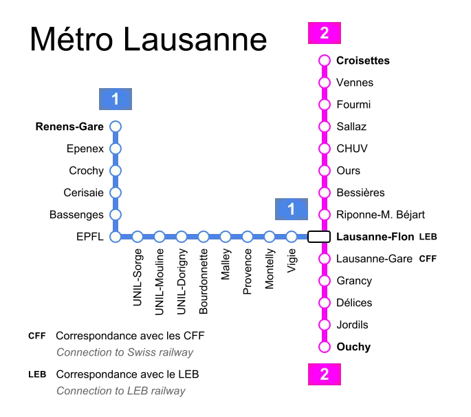 Plan du metro de Lausanne
