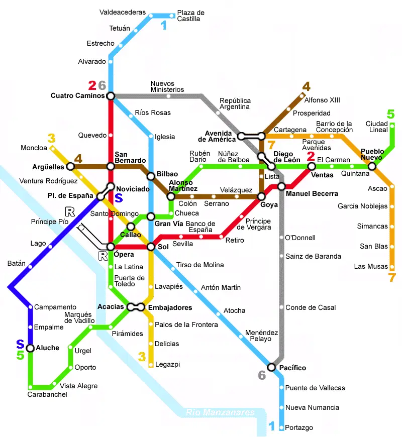 Plan du metro de Madrid