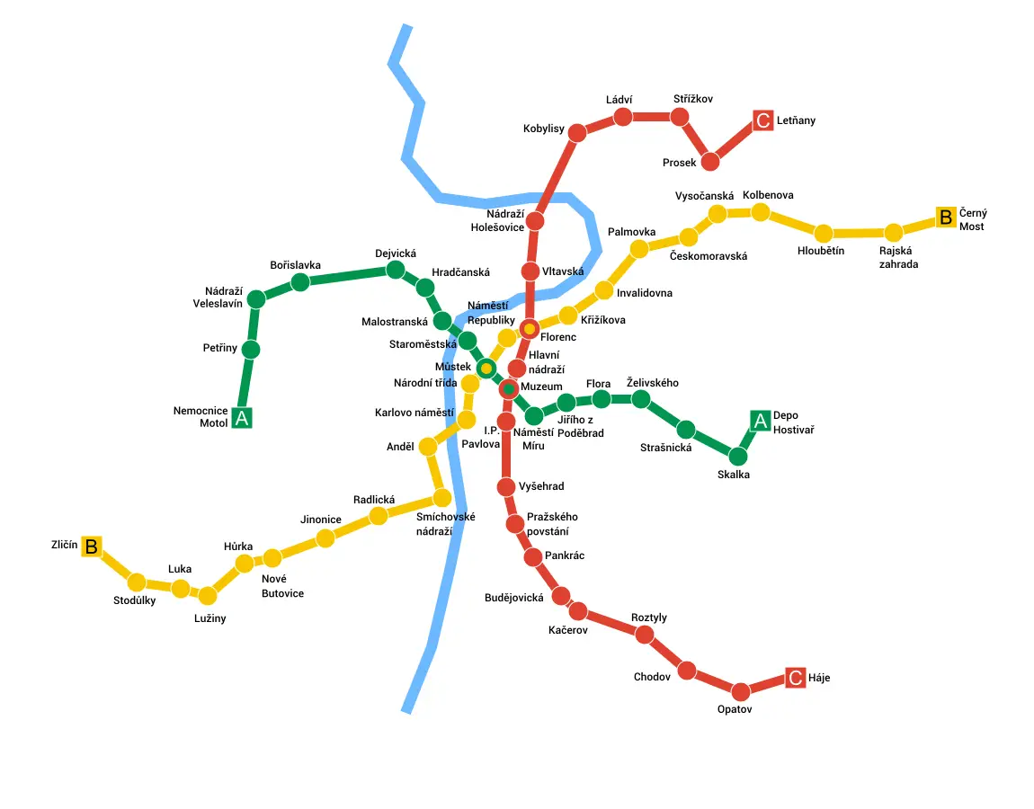 Plan du metro de Prague