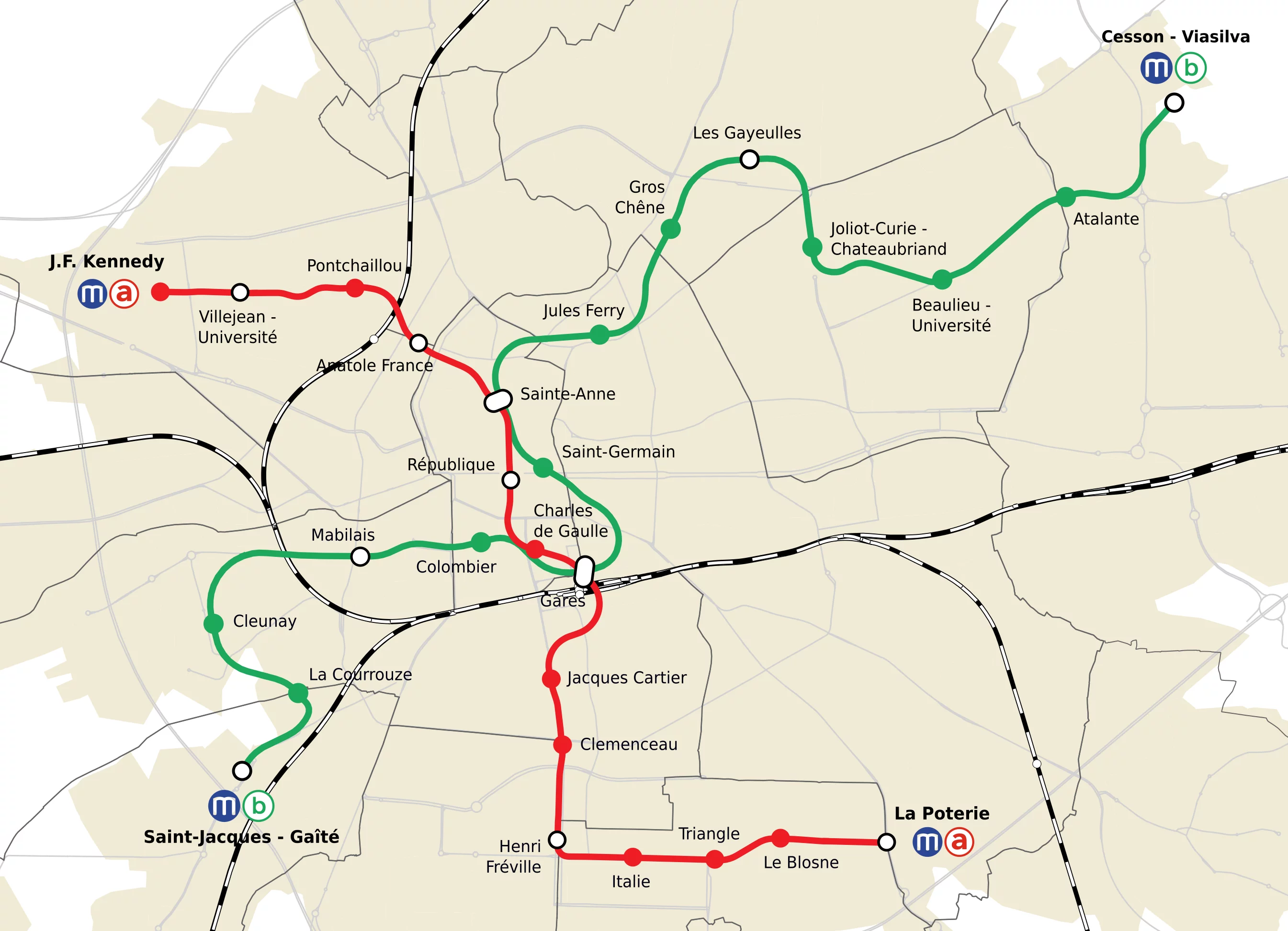 Plan du metro de Rennes